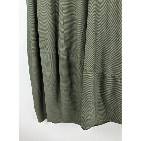 Wendy Trendy Lagenlook Olive Green Cotton Micro Stripe Maxi Dress one size - Picture 6 of 8